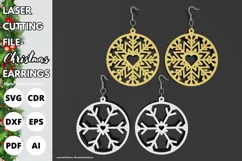 2 items of heart snowflake earrings, paper cut, laser svg Product Image 1