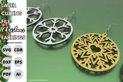 2 items of heart snowflake earrings, paper cut, laser svg Product Image 2