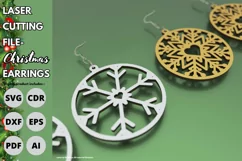 2 items of heart snowflake earrings, paper cut, laser svg Product Image 3