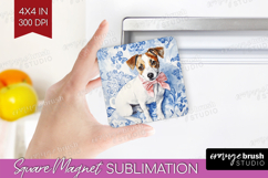 Jack Russell Terrier Dog Magnet Sublimation Blue Toile PNG Product Image 1