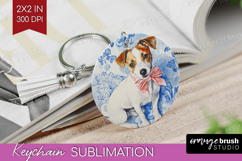 Jack Russell Terrier Dog Keychain PNG Blue Toile Keychain Product Image 1
