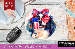 Japanese Chin Dog Car Coaster 4th Of July Coaster PNG Product Image 1