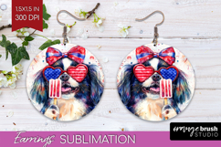 Japanese Chin Dog Round Earrings 4th Of July PNG Sublimation Product Image 1