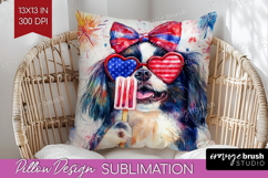 Japanese Chin Dog Pillow Sublimation 4th Of July Pillow PNG Product Image 1