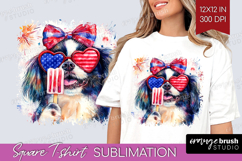 Japanese Chin Dog Square Tshirt Background 4th Of July PNG Product Image 1