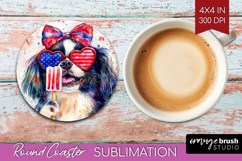 Japanese Chin Dog Round Coaster 4th Of July Coaster PNG Product Image 1