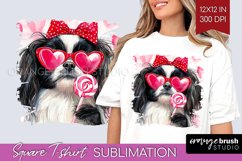 Japanese Chin Valentine Square Tshirt Background Valentines Product Image 1