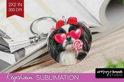 Japanese Chin Valentine Keychain PNG Valentines Day Keychain Product Image 1