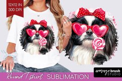 Japanese Chin Valentine Round Tshirt Background Valentines Product Image 1