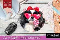 Japanese Chin Valentine Car Coaster Valentines Day Coaster Product Image 1