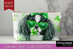 Japanese Chin St. Patricks Day Dog Cosmetic Bag Dog Makeup Product Image 1