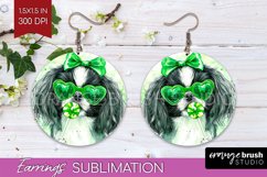 Japanese Chin St. Patricks Day Dog Round Earrings Dog PNG Product Image 1