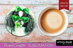 Japanese Chin St. Patricks Day Dog Round Coaster Dog Coaster Product Image 1