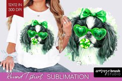 Japanese Chin St. Patricks Day Dog Round Tshirt Background Product Image 1