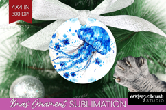 Jellyfish Floral Ornament PNG Blue Flowers PNG Sublimation Product Image 1