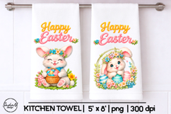 Easter bunny kitchen towel sublimation designs Product Image 1