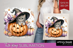 Kitten Halloween Tote Bag Coquette Tote Bag PNG Sublimation Product Image 1