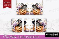 Kitten Halloween Mug Wrap Coquette Mug PNG Sublimation Product Image 1