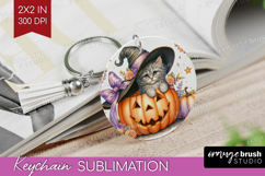 Kitten Halloween Keychain PNG Coquette Keychain Sublimation Product Image 1