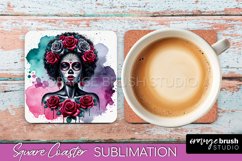 Catrina Coaster - Halloween Square Coaster, Day of the Dead Product Image 1
