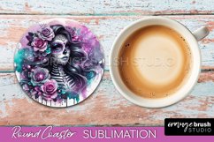 Catrina Coaster - Halloween Round Coaster, Day of the Dead Product Image 1