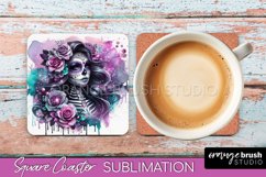 Catrina Coaster - Halloween Square Coaster, Day of the Dead Product Image 1