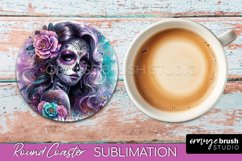 Catrina Coaster - Halloween Round Coaster, Day of the Dead Product Image 1