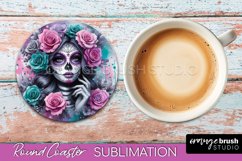 Catrina Coaster - Halloween Round Coaster, Day of the Dead Product Image 1
