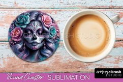 Catrina Coaster - Halloween Round Coaster, Day of the Dead Product Image 1