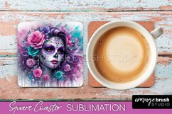 Catrina Coaster - Halloween Square Coaster, Day of the Dead Product Image 1