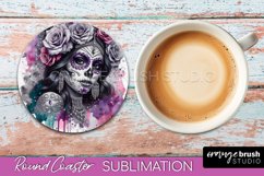 Catrina Coaster - Halloween Round Coaster, Day of the Dead Product Image 1