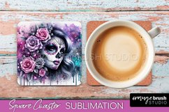 Catrina Coaster - Halloween Square Coaster, Day of the Dead Product Image 1