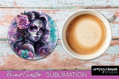 Catrina Coaster - Halloween Round Coaster, Day of the Dead Product Image 1