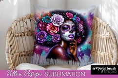 Catrina Pillow Cover - Day of the Dead Pillow Sublimation Product Image 1