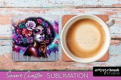 Catrina Coaster - Halloween Square Coaster, Day of the Dead Product Image 1