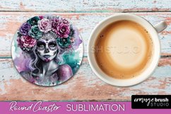Catrina Coaster - Halloween Round Coaster, Day of the Dead Product Image 1
