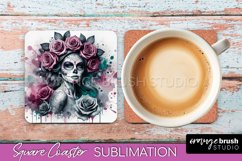 Catrina Coaster - Halloween Square Coaster, Day of the Dead Product Image 1