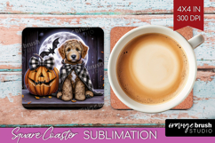 Labradoodle Dog Square Coaster Halloween Coaster PNG Product Image 1