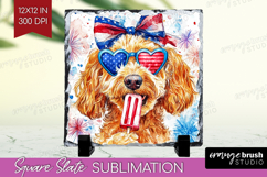 Labradoodle Dog Slate PNG 4th Of July Square Slate Product Image 1