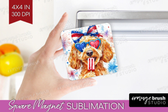 Labradoodle Dog Magnet Sublimation 4th Of July Square Magnet Product Image 1