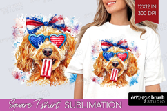 Labradoodle Dog Square Tshirt Background 4th Of July PNG Product Image 1