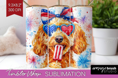 Labradoodle Dog Tumbler Wrap 4th Of July Tumbler PNG Product Image 1