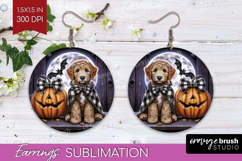 Labradoodle Dog Round Earrings Halloween PNG Sublimation Product Image 1
