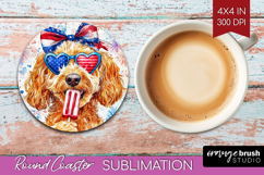 Labradoodle Dog Round Coaster 4th Of July Coaster PNG Product Image 1