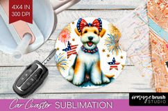 Lakeland Terrier Dog Car Coaster Patriotic Dog Coaster PNG Product Image 1