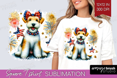 Lakeland Terrier Dog Square Tshirt Background Patriotic Dog Product Image 1