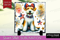 Lakeland Terrier Dog Slate PNG Patriotic Dog Square Slate Product Image 1