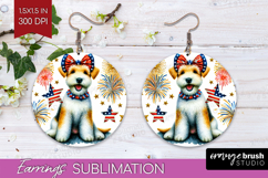 Lakeland Terrier Dog Round Earrings Patriotic Dog PNG Product Image 1