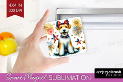 Lakeland Terrier Dog Magnet Sublimation Patriotic Dog Square Product Image 1