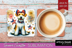 Lakeland Terrier Dog Square Coaster Patriotic Dog Coaster Product Image 1
